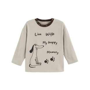 砚台家童装男童A类纯棉体恤春装宝宝印花打底衫儿童撞色圆领上衣