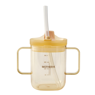 韩国motherk宝宝婴儿辅食PPSU喝汤喝粥神器带盖子手柄牛奶吸管杯