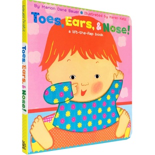 送音频英文原版进口绘本Karen Katz卡伦卡茨Toes Ears Nose!鼻子耳朵脚纸板翻翻书0-3岁儿童启蒙baby body身体部位认知亲子