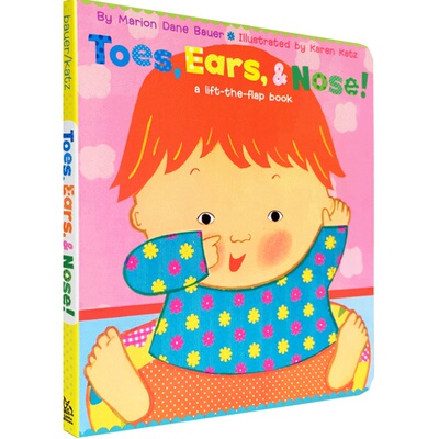 送音频英文原版进口绘本Karen Katz卡伦卡茨Toes Ears  Nose!鼻子耳朵脚纸板翻翻书0-3岁儿童启蒙baby body身体部位认知亲子