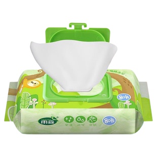 雨森湿巾婴儿80片纸巾婴幼儿新生宝宝手口屁用湿纸巾大包家用批发