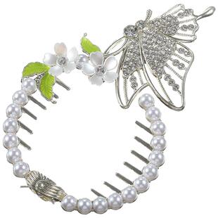 古风秀禾头花发夹2026新款珍珠女士发卡后脑勺丸子头高端防滑发箍