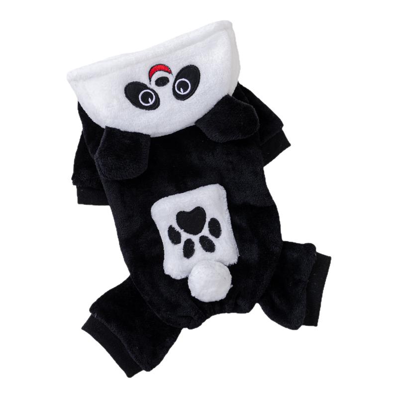 狗狗衣服加绒连帽熊猫变身装冬季