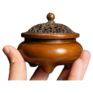 庆松堂苏工铜炉名家胡庆松复古紫铜圆脚鬲式熏炉收藏礼佛熏香