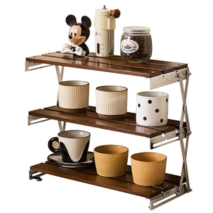 折叠杯架桌面杯子收纳置物架水杯咖啡杯马克茶杯轻奢台面展示架子