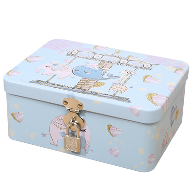 带锁马口铁盒桌面收纳盒