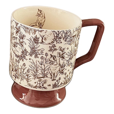 复古马克杯棕狐狸大容量水杯中古风陶瓷杯子小众礼物女士高档精致