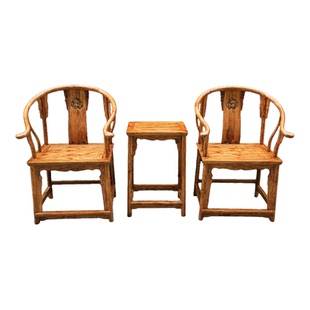 海南黄花梨极品圈椅耗时九年精工细作纹理靠背三件套古典太师椅