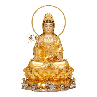 观音佛像观世音菩萨家用款供奉南海普陀山纯全铜像东来紫娑婆三圣
