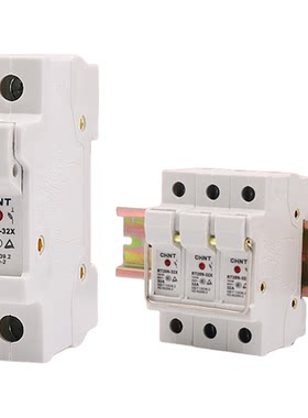正泰导轨式1P保险丝座熔断器底座RT28N-32X RT18灯500V 32A 10＊3