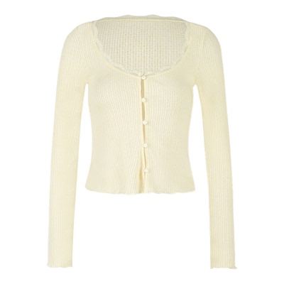 ITSNIKAR 肌理感提花针织罩衫女初秋坑条纹长袖防晒开衫外穿上衣