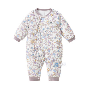 欢喜小熊婴儿冬季连体衣女宝宝夹棉加厚冬装抗菌纯棉儿童保暖哈衣