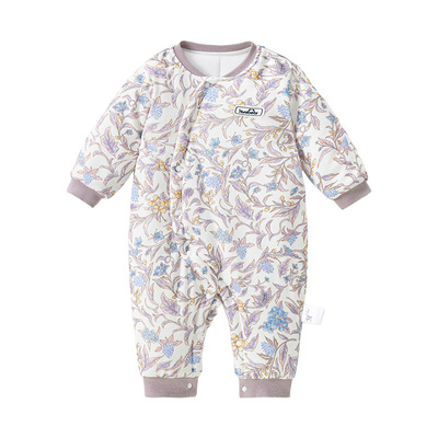 欢喜小熊婴儿冬季夹棉抗菌连体衣