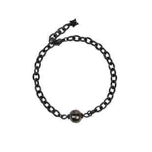 艾莉蔻天然海水螺纹个性大溪地巴洛克黑珍珠手链男士情侣同款