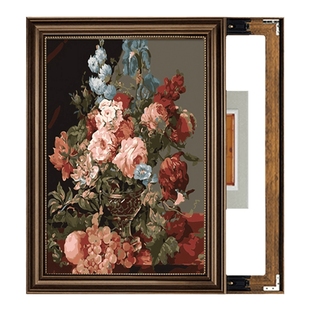美式电表箱装饰画竖版可推拉配电箱遮挡电闸箱开关盒挂画欧式花卉