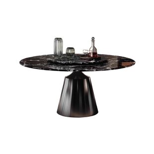 黑玫瑰天然大理石圆餐桌奢石圆形轻奢客厅家用新款小户型饭桌子