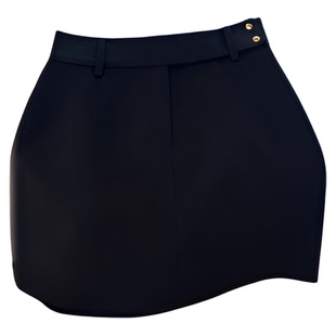 RUBBIT四季款 气质显腿长黑色极简风小金豆高腰显瘦A字短裙裙裤