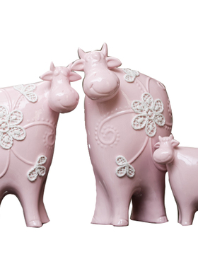 欧式风陶瓷编织动物新婚装饰品