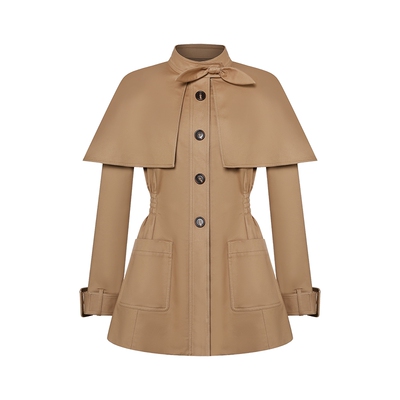 【徐如蓝同款】Maison Wester2025年冬英伦风斗篷风衣羽绒外套女