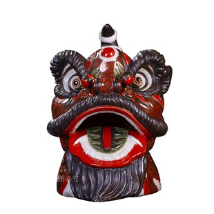车载饰品石湾公仔岭南民俗文化手办礼品家装饰品陶瓷摆件醒狮狮头