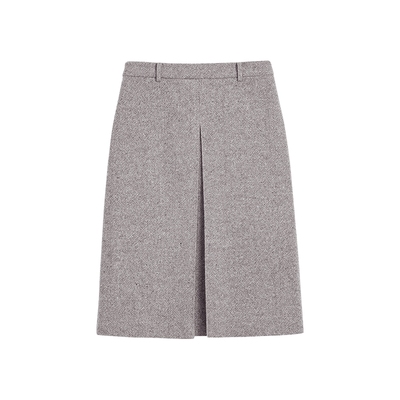 Desigual25秋冬新品A字型工字褶设计灰色毛呢半身裙