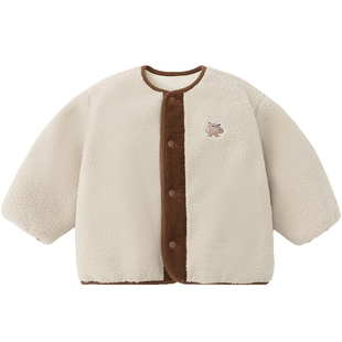 [力安同款][羊羔绒小魔怪]齐齐熊宝宝加绒外套男童冬新年红色儿童