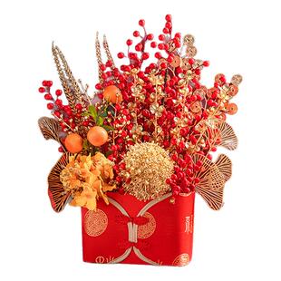 新年过年发财果福桶装饰摆件2026马年新春桌面红果插花春节布置品