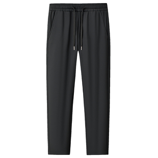 鹿竹爸爸休闲裤加绒加厚中年男士松紧高腰直筒保暖裤子中老年男裤