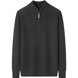 【470克重磅加厚】庄吉男士纯羊毛衫2025秋冬新款拉链半高领毛衣