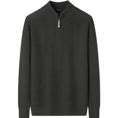 【470克重磅加厚】庄吉男士纯羊毛衫2025秋冬新款拉链半高领毛衣