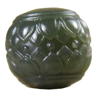 天然和田玉单珠老型塔青玉莲花珠雕刻珠散珠手串配件diy文玩配饰