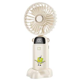 小风扇便携式充电小型折叠随身电风扇挂脖手持静音海绵宝宝办公室桌上面迷你usb学生手拿降温神器吹辅食卡通