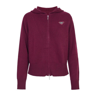 婉甸2025年明星同款冬新品安可拉红连帽毛织开衫针织衫1244W29GS3