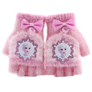 迪士尼艾莎儿童手套秋冬女孩宝宝女童手套冬季小孩小学生写字保暖