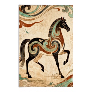 兰台图景中国风敦煌飞天骏马装饰画客厅沙发背景墙挂画有框艺术画