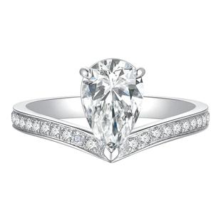 TopMiya【培育】新白鹭水滴1克拉求婚钻戒女人工人造钻石手工戒指