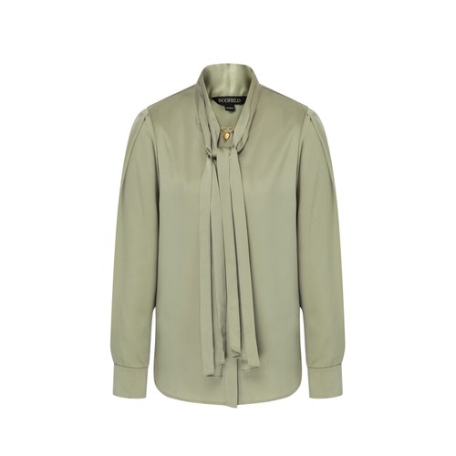 Scofield女装优雅飘带衬衫简约通勤气质泡泡袖衬衣春夏时尚上衣