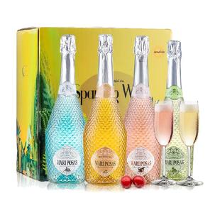 缤飞蝶微醺果味起泡酒甜葡萄酒汽泡酒彩箱加香槟杯