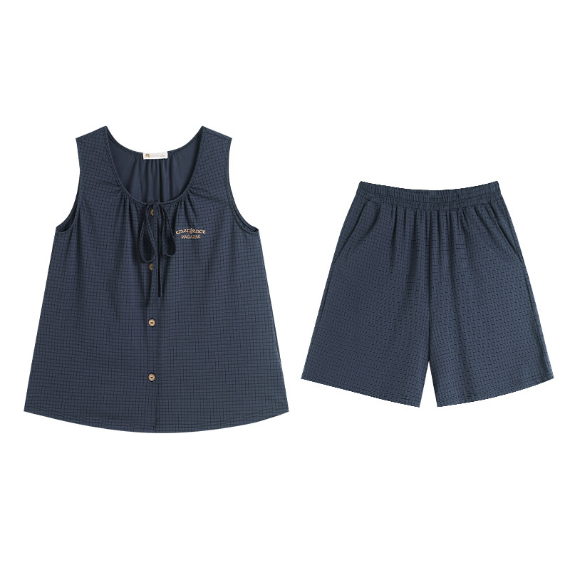 夏季柔软棉情侣休闲家居服套装