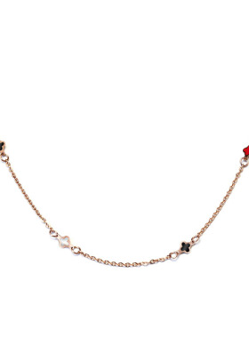 日韩精品迷你四叶草玫瑰彩金项链