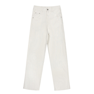 【为面料买单】未染WeiRan牛仔裤女1015高腰纯棉阔腿白色牛仔长裤