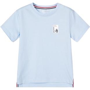 暇步士童装儿童短袖夏季新款T恤男童轻薄透气圆领衫女童宝宝上衣