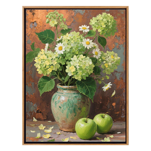 绣球花和雏菊绿色系数字油画diy客厅沙发背景墙装饰画2025新款