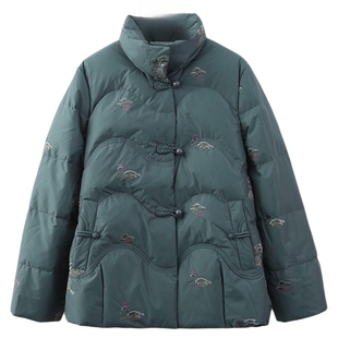 依佈中老年新中式羽绒服冬装新款加厚妈妈装60岁老人宽松大码外套