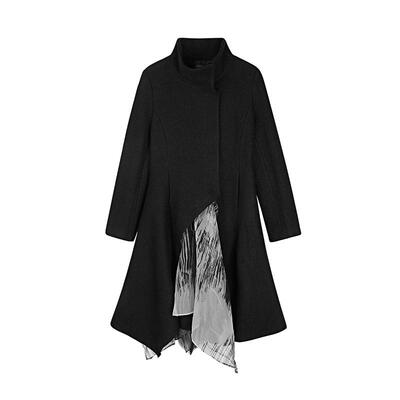 sdeer不规则拼接千金毛呢大衣