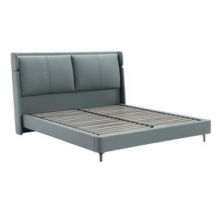 雅兰现代简约真皮床轻奢主卧双人大床高端软包婚床储物床 维利亚