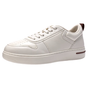 BC老钱风真皮小白鞋男士2026春季系带圆头运动鞋子平底休闲板鞋