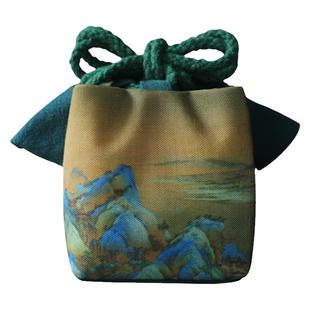 中国风古画加厚棉麻布艺茶具旅行包家用收纳包袋杯袋壶袋茶包装袋