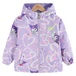 波姆熊儿童两面穿外套加绒2025新款春秋冬风衣夹克女童冲锋衣连帽