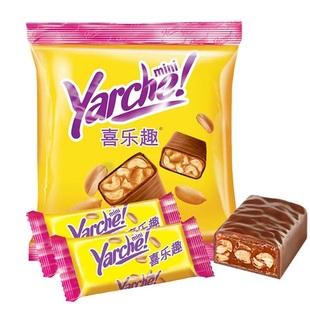 俄罗斯进口喜乐趣巧克力黄花生夹心kdv喜糖果500g休闲零食品年货